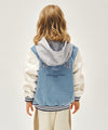Marithé François Girbaud Kids Detachable Hood Denim Varsity Jacket Blue