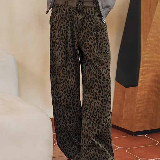 Bitter Cells Demi Pintuck Wide Pants - Leopard