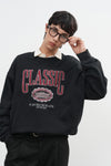 General Idea UNISEX Classic Appliqué Oversized Crewneck Sweatshirt [BLACK]