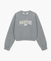 Marithé François Girbaud W Raw Edge Applique Logo Crop Sweatshirt Navy
