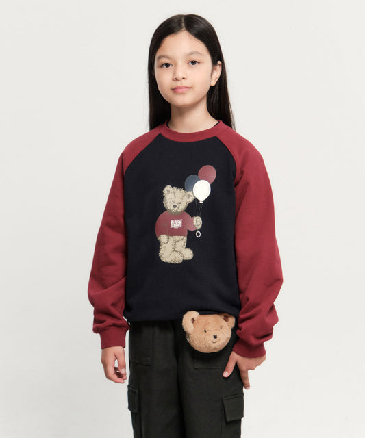 Marithé François Girbaud Kids Balloon Doodle Bear Raglan Sweatshirt Burgundy