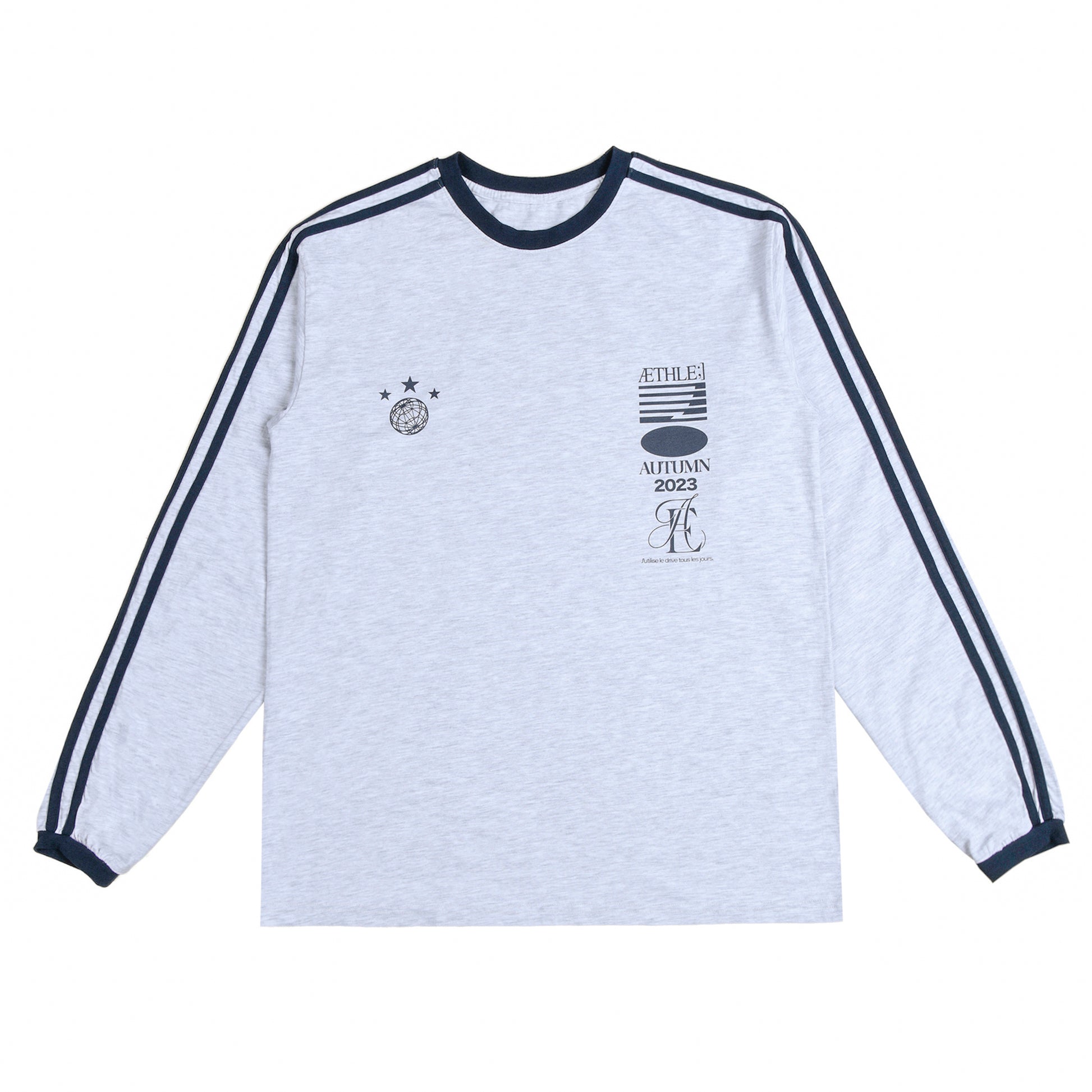 AEAE ATHLETE STRIPE L/S - LIGHT GREY