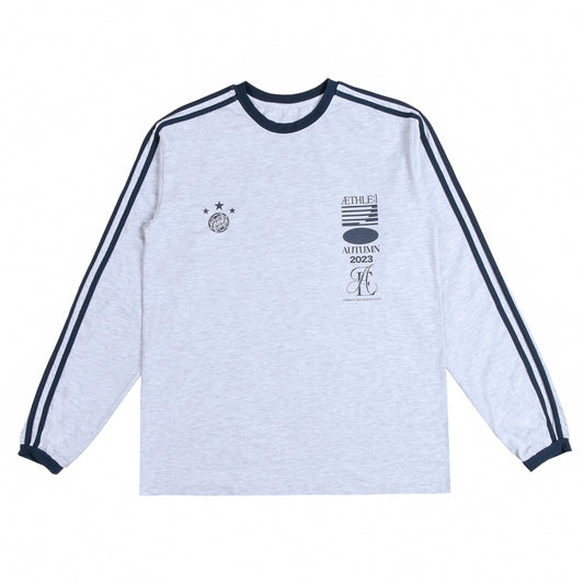 AEAE ATHLETE STRIPE L/S - LIGHT GREY