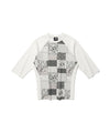 Nice Ghost Club Patchwork Quilted Printed 3/4 Sleeve Tee