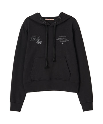 Bitter Cells Cherry Poem Slim Fit Hoodie-Black