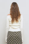 General Idea WOMAN Boat Neck Cardigan Sleeveless Set [IVORY]
