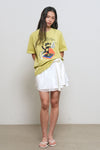 General Idea WOMAN Dancing Cat Oversized Short Sleeve T-Shirt [LIME]