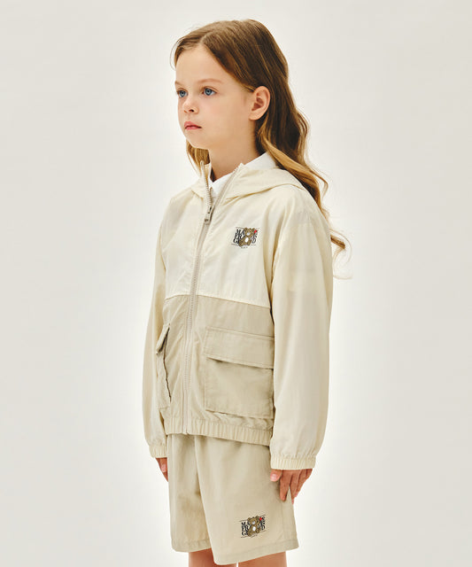Marithé François Girbaud Kids Bear Classic Logo Windbreaker Beige