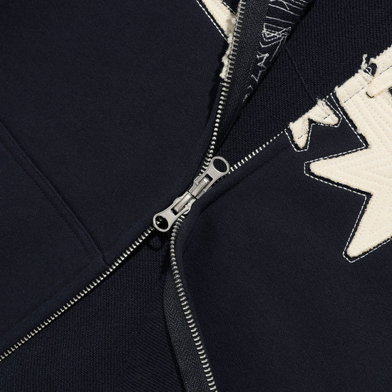 Nice Ghost Club 3 Star Applique Hoodie Zip Up [Navy]