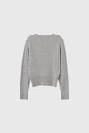 General Idea WOMAN GNRL Signature Superfine Wool Cable Cardigan [Light Grey]