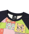 Nice Ghost Club Patchwork Quilted Printed 3/4 Sleeve Tee