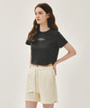 Marithé François Girbaud W SILVER LETTERING CROP TEE