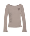 Bitter Cells Sheer Heart Long Sleeve-Beige