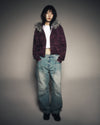 ADLV Woman Camo Fur Crop Hoodie Zip Up