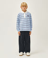 Marithé François Girbaud Kids Collar Stripe Long Sleeve Tee Light Blue