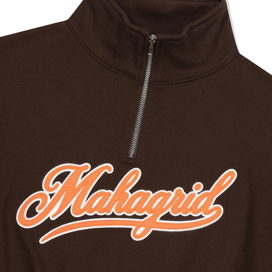 Mahagrid Script Logo Crop Half Zip Up [Brown]