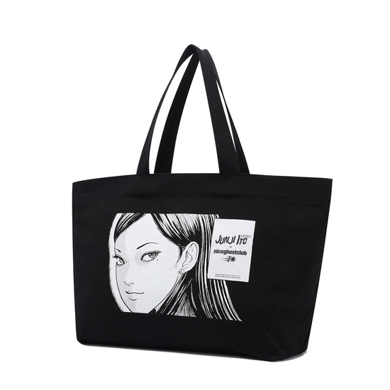 Nice Ghost Club Junji Ito Maniac Tomie Logo Big Tote Bag [Black]