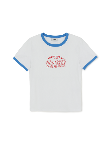 MLB Women's Varsity Lettering Slim Slub Ringer T-shirts