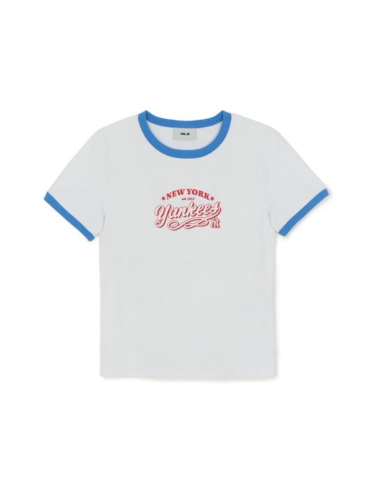 MLB Women's Varsity Lettering Slim Slub Ringer T-shirts