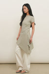 General Idea Women's Pleated Half-Neck Knit Top in Sage Mint
