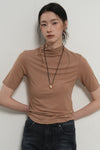 General Idea WOMAN Acetate Mock Neck Short Sleeve T-Shirt