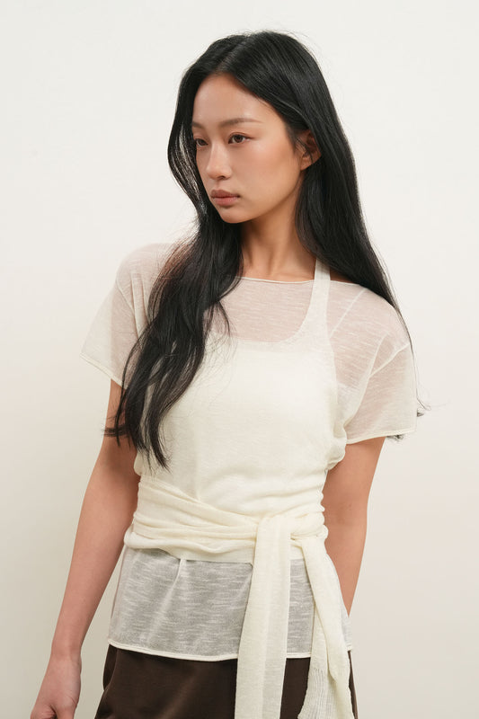 General Idea WOMAN Sheer Halterneck Layered Knit Set