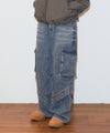 Mahagrid Wide Cargo Denim Pants [Blue]