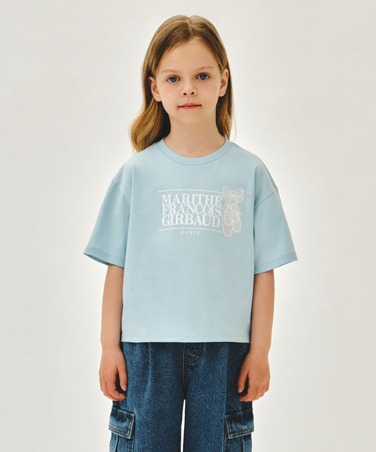 Marithé François Girbaud Kids W Ballet Classic Logo Semi Crop Tee Sky Blue