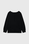 General Idea WOMAN Boatneck Loose Fit Graphic Long Sleeve T-Shirt [BLACK]
