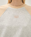 Marithé François Girbaud W BLOCK CLASSIC LOGO RAGLAN CROP SWEATSHIRT charcoal
