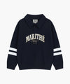 Marithé François Girbaud Kids Stripe Point Collar Sweatshirt Ivory