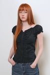 General Idea WOMAN Cap Sleeve Shirring Puff Blouse