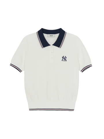 MLB Women's Varsity Color Block Polo Short Sleeve Knit Pullover