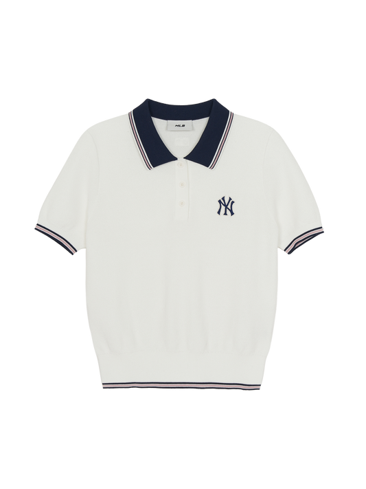 MLB Women's Varsity Color Block Polo Short Sleeve Knit Pullover