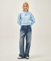 Marithé François Girbaud W FLOWER CLASSIC LOGO CROP SWEATSHIRT oatmeal