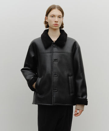 Marithé François Girbaud Faux Leather Over Fit Mustang Jacket Black