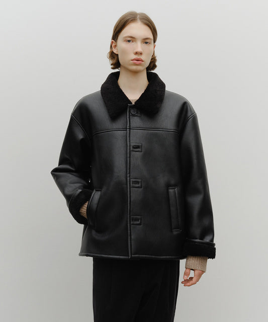 Marithé François Girbaud Faux Leather Over Fit Mustang Jacket Black