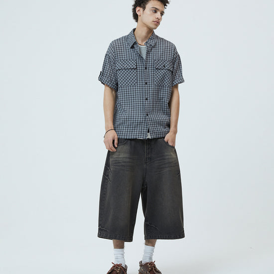 Mahagrid Bermuda Domingo Denim Short in Black