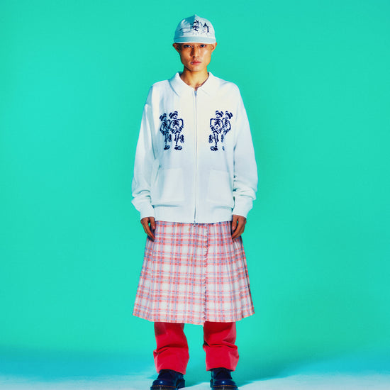 Nice Ghost Club Dancing Skeletons Zip Polo Knit