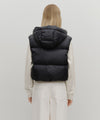 Marithé François Girbaud W Circle Logo Crop Hooded Down Vest Mint Gray