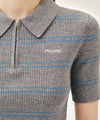 Marithé François Girbaud W STRIPE HALF ZIP UP SLIM KNIT