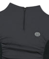 Mahagrid Shirring Half Zip-Up Jersey Tee