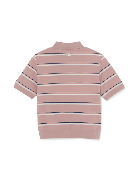MLB Women's Varsity Stripe Crop Polo T-Shirts