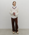 Marithé François Girbaud V Neck Knit Pullover Ivory