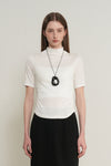 General Idea WOMAN Acetate Mock Neck Short Sleeve T-Shirt