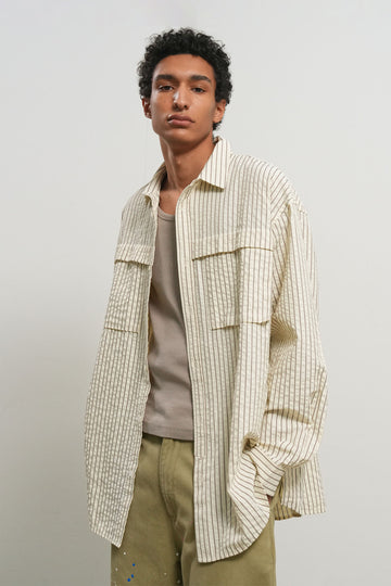 General Idea UNISEX Loose Fit Stripe Pocket Shirt