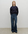 Marithé François Girbaud W Raw Edge Applique Logo Crop Sweatshirt Navy
