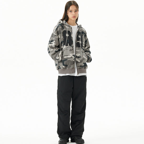 Mahagrid Camo Applique Zip Up Hoodie