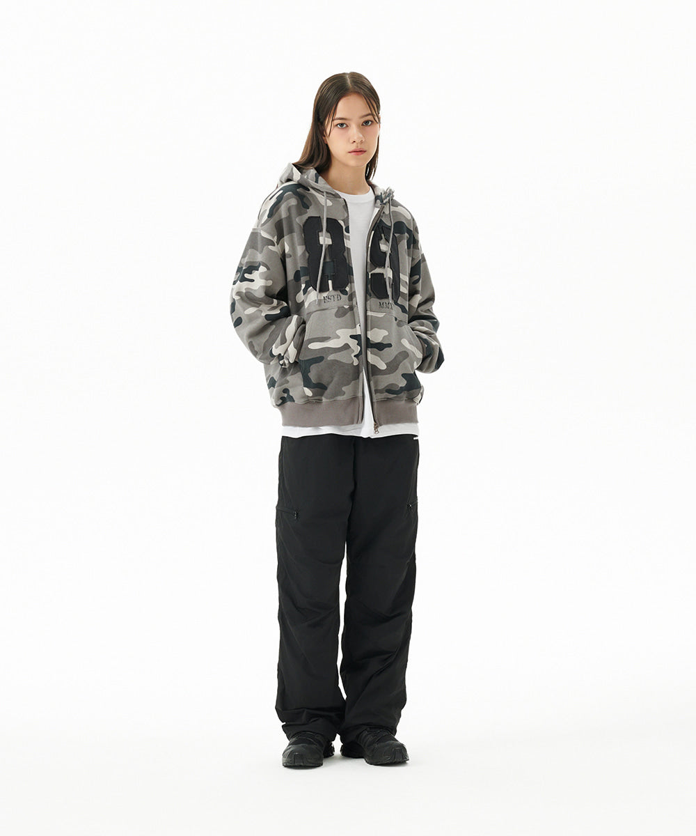 Mahagrid Camo Applique Zip Up Hoodie