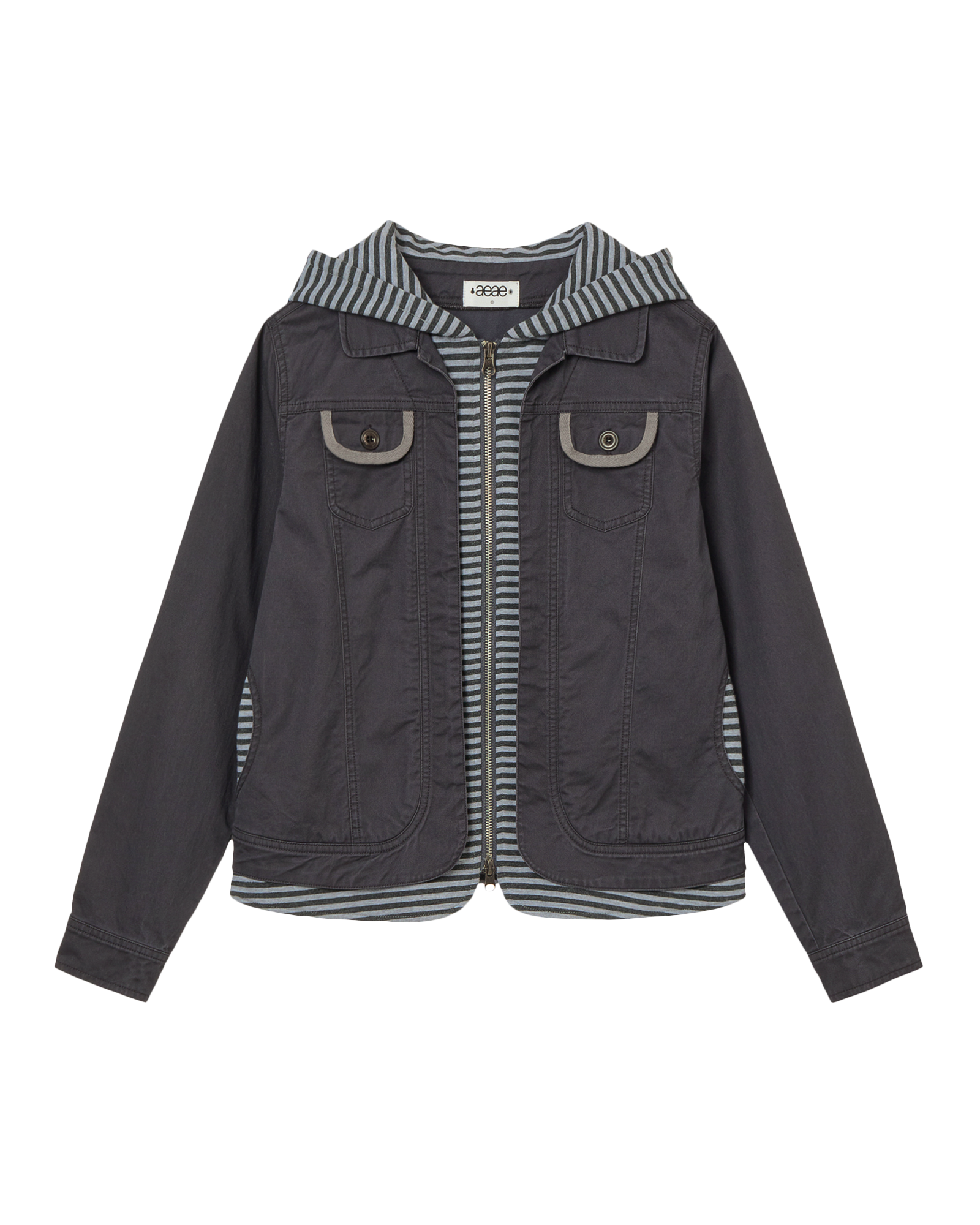 AEAE Hoodie Layered Jacket [Charcoal]